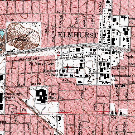 Topographic Map of Goebel Hall, IL