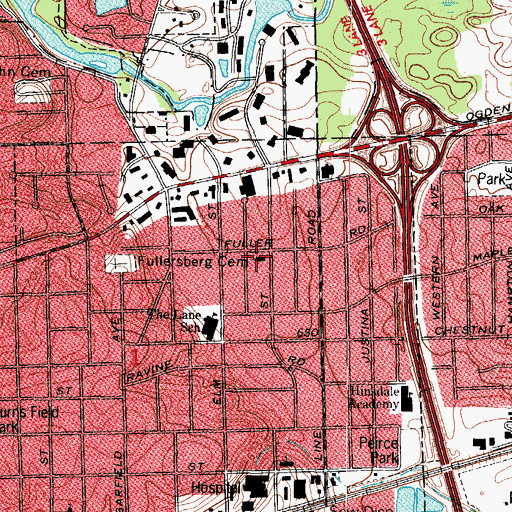 Topographic Map of Hinsdale Baptist Church, IL