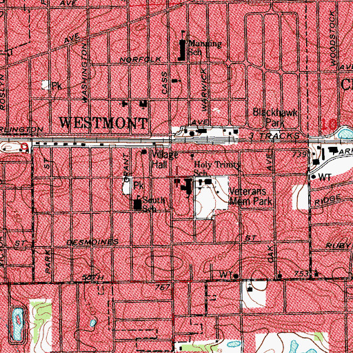 Topographic Map of Holy Trinity Catholic Church, IL