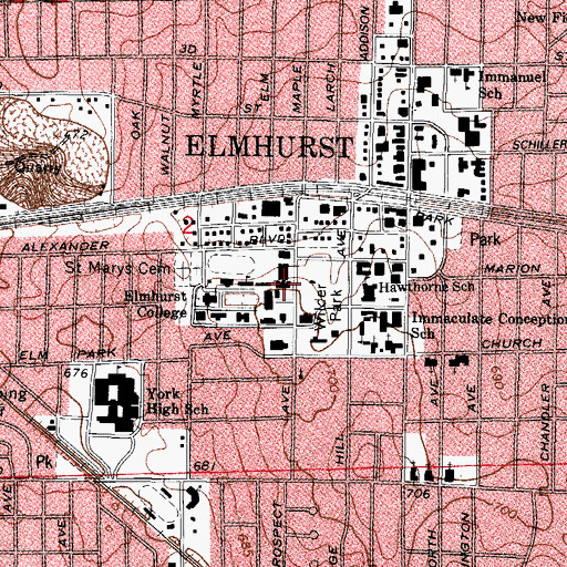 Topographic Map of Iron Hall, IL