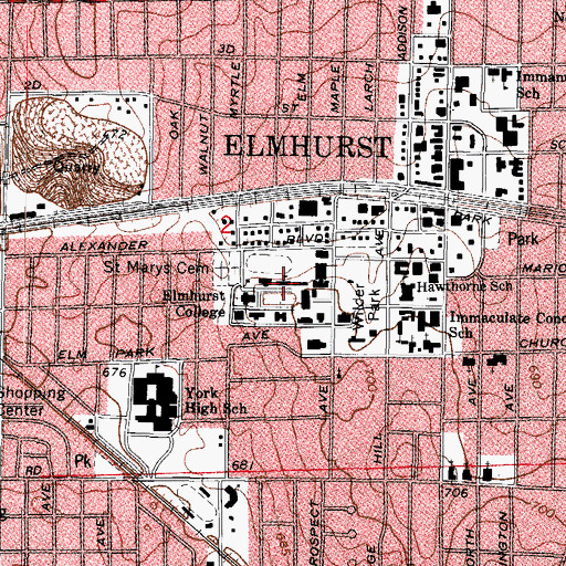 Topographic Map of Lehmann Hall, IL