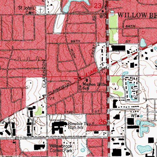 Topographic Map of Marion Hills Bible Church, IL