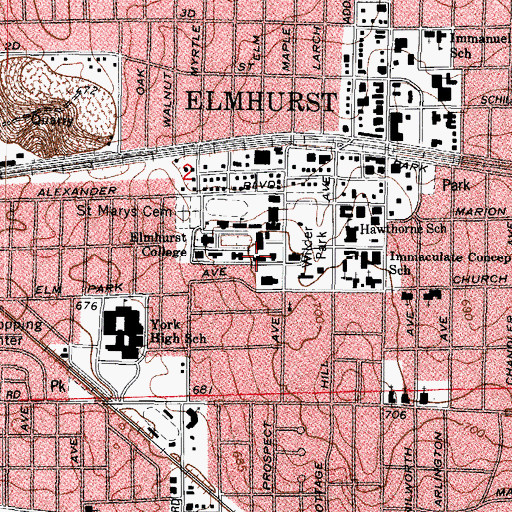 Topographic Map of Memorial Hall, IL