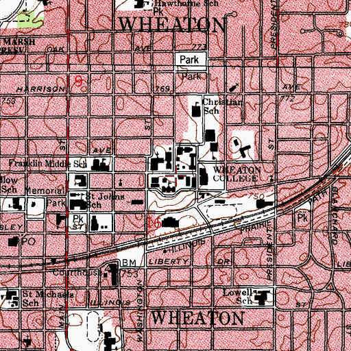 Topographic Map of Memorial Student Center, IL