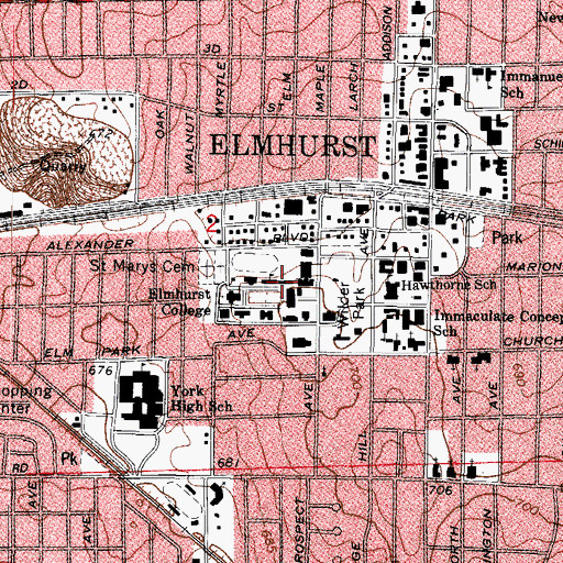Topographic Map of Niebuhr Hall, IL