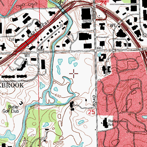 Topographic Map of Oak Brook Golf Course, IL