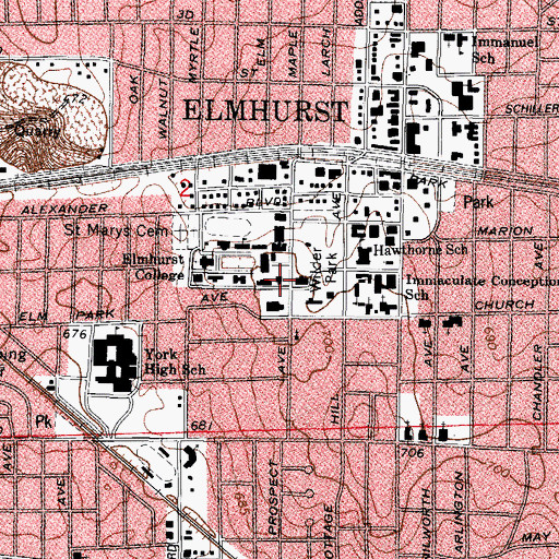 Topographic Map of Old Main, IL