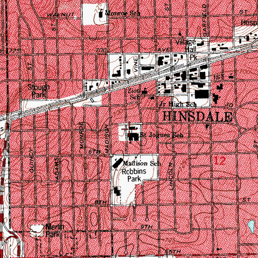 Topographic Map of Saint Isaac Jogues Roman Catholic Church, IL