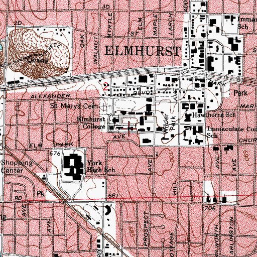 Topographic Map of Schick Hall, IL