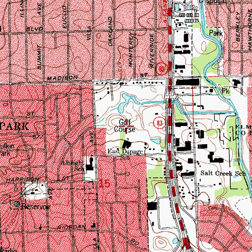 Topographic Map of Sugar Creek Golf Course, IL