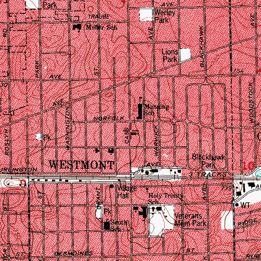 Topographic Map of Westmont Alliance Church, IL