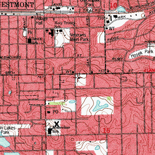 Topographic Map of Westmont Baptist Church, IL