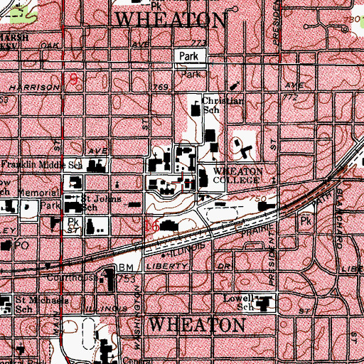 Topographic Map of Williston Hall, IL