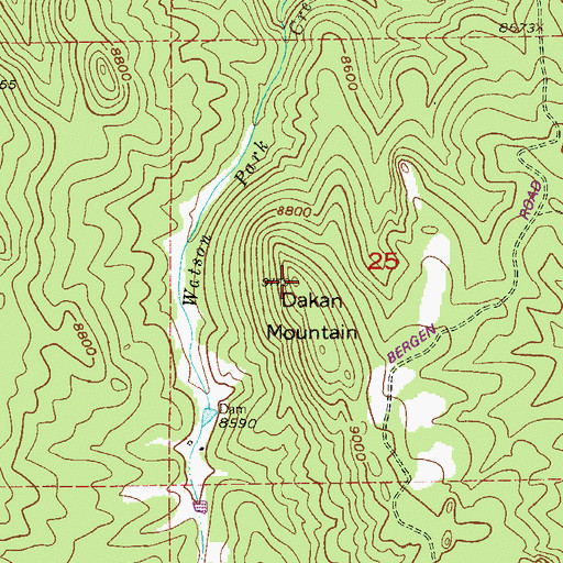 Topographic Map of Dakan Mountain, CO
