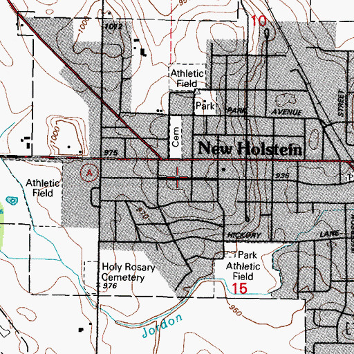 Topographic Map of New Holstein Cemetery, WI