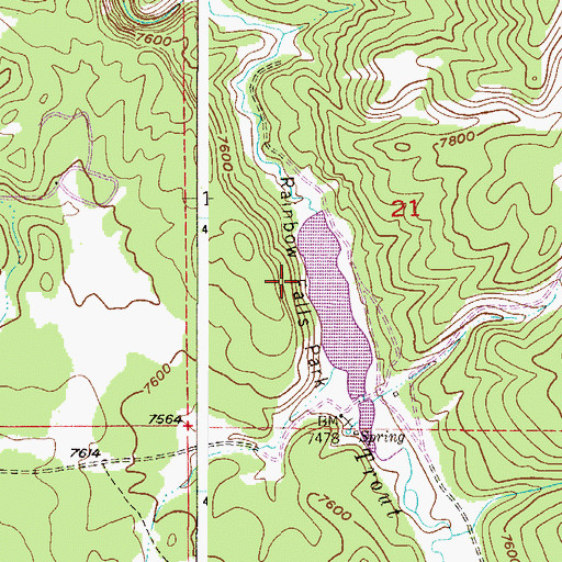 Topographic Map of Rainbow Falls Park, CO