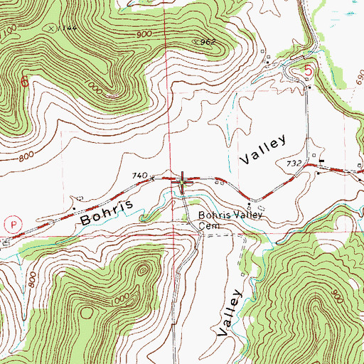 Topographic Map of Bohris Valley School (historical), WI