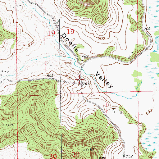 Topographic Map of Doelle School (historical), WI