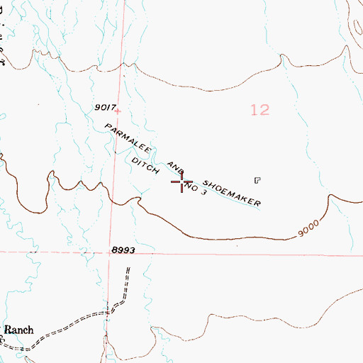 Topographic Map of Parmalee and Shoemaker Ditch Number 3, CO