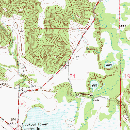 Topographic Map of Garden Valley School (historical), WI