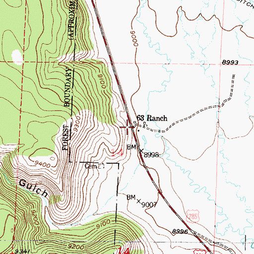 Topographic Map of 63 Ranch, CO