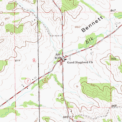Topographic Map of Lower Bennett Valley School (historical), WI