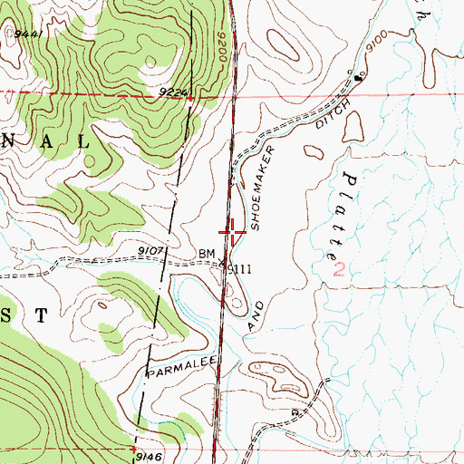 Topographic Map of Parmalee and Shoemaker Ditch, CO