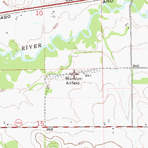 Topographic Map of Mondovi Airfield (historical), WI