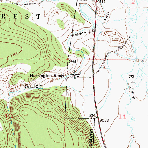 Topographic Map of Harrington Ranch, CO