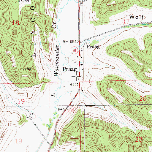 Topographic Map of Praag School (historical), WI