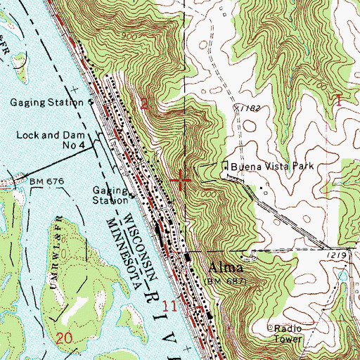 Topographic Map of Twelve Mile Bluff, WI