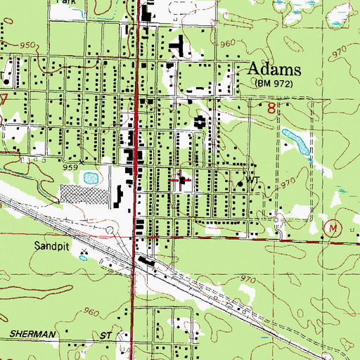 Topographic Map of Adams Elementary School, WI