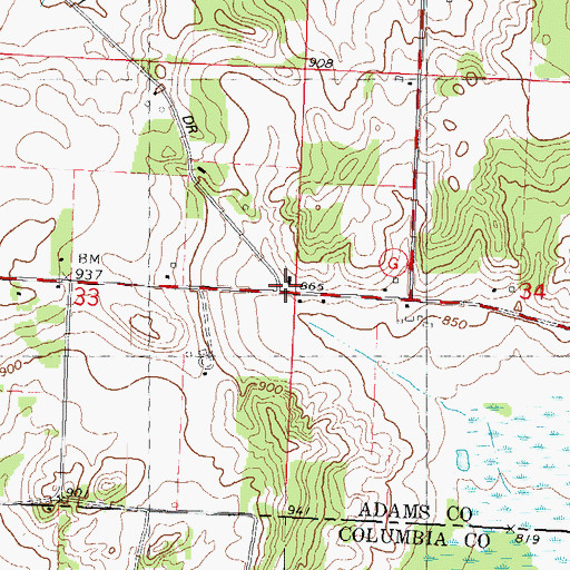 Topographic Map of Badger Valley School (historical), WI