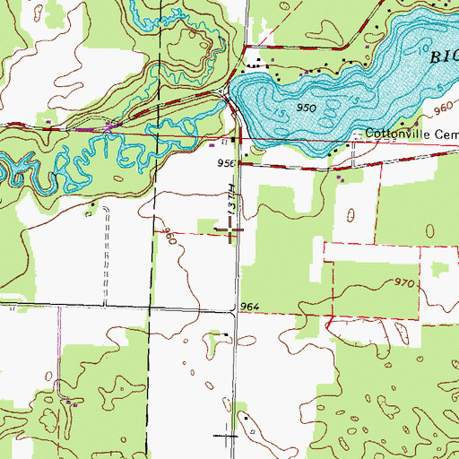 Topographic Map of Cottonville School (historical), WI