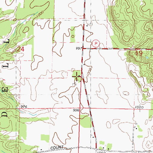 Topographic Map of Dell Prairie School (historical), WI