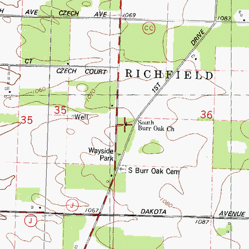 Topographic Map of South Burr Oak Church, WI