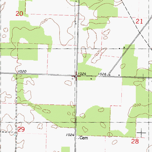 Topographic Map of Springbluff (historical), WI