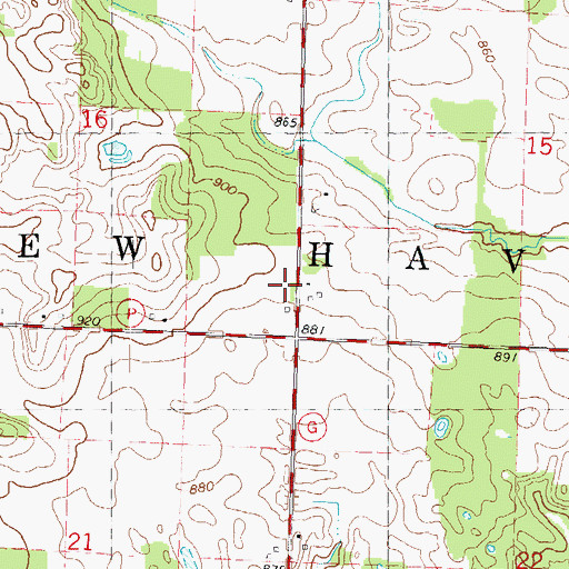 Topographic Map of Ward School (historical), WI