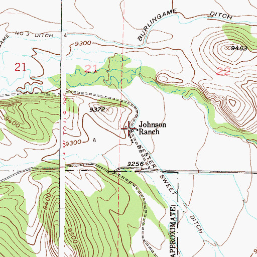 Topographic Map of Johnson Ranch, CO