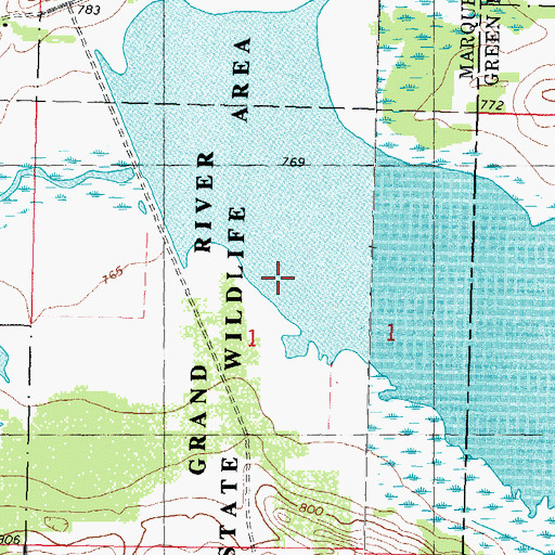 Topographic Map of Grand River State Wildlife Area, WI