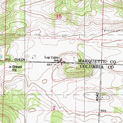 Topographic Map of Log Cabin School, WI