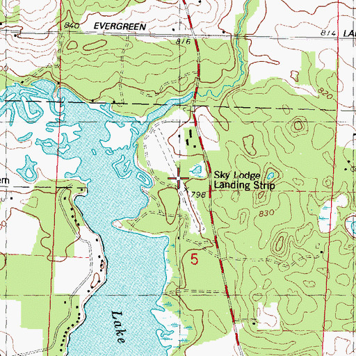 Topographic Map of Sky Lodge Landing Strip (historical), WI