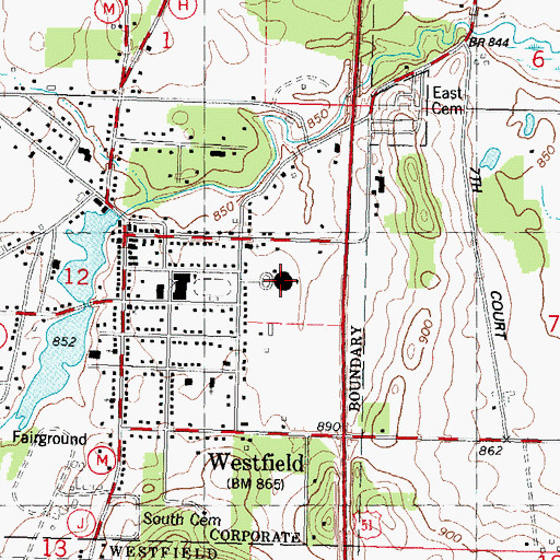 Topographic Map of Westfield Elementary School, WI