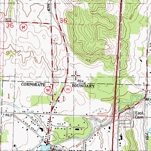 Topographic Map of Pioneer Westfield High School, WI