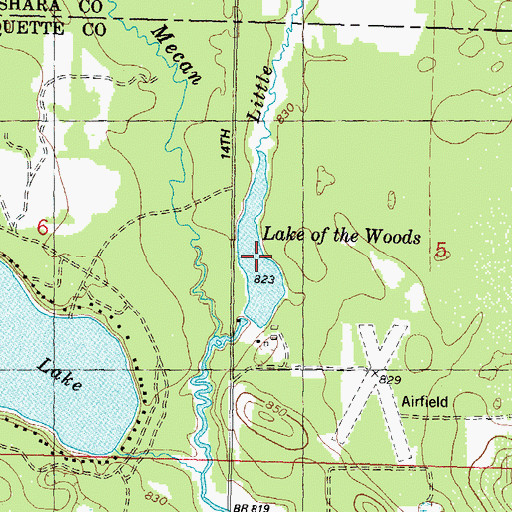 Topographic Map of Lake of the Woods, WI