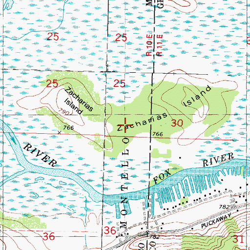 Topographic Map of Zacharias Island, WI