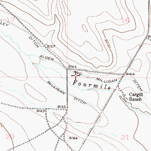 Topographic Map of Alden and Milligan Ditch, CO