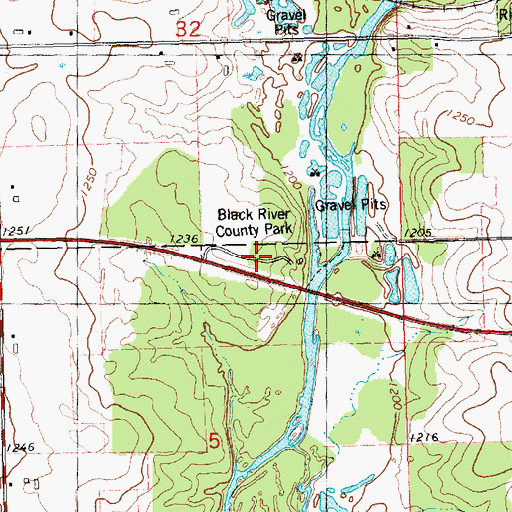 Topographic Map of Black River County Park, WI