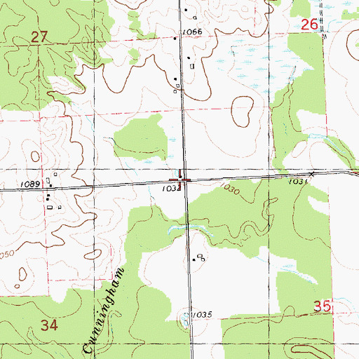 Topographic Map of Cunningham School (historical), WI