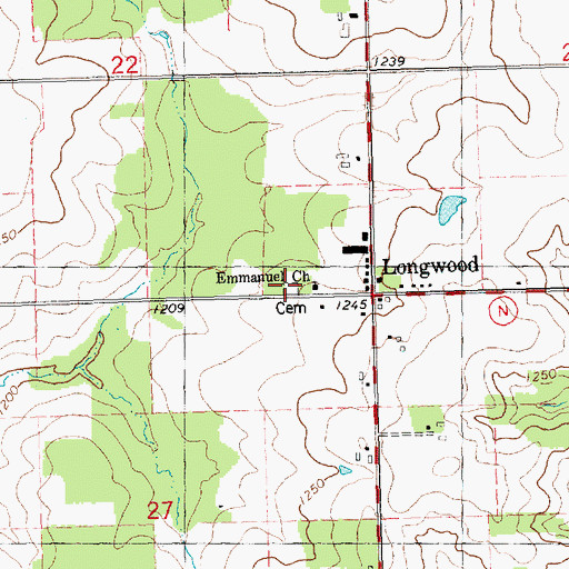 Topographic Map of Emanuel Lutheran Cemetery, WI